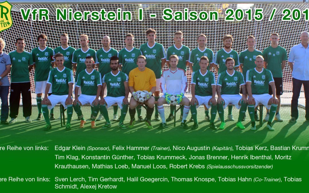 VfR Nierstein I - Mannschaftsfoto Saison 2015/2016. Foto: Wolf